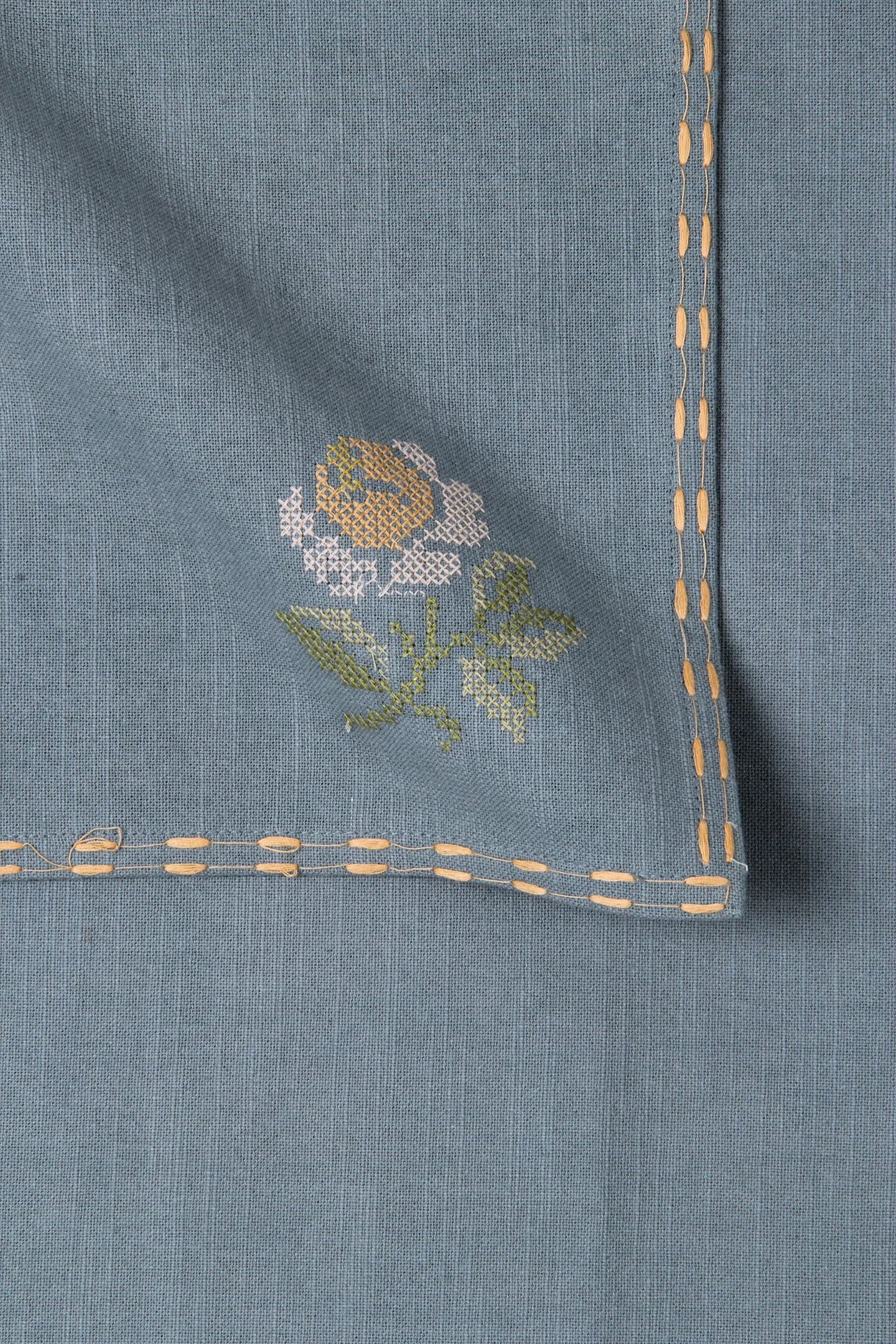 Florette Soft Blue Cross Stitch Napkins-Set of 2 SanctuaryLiving