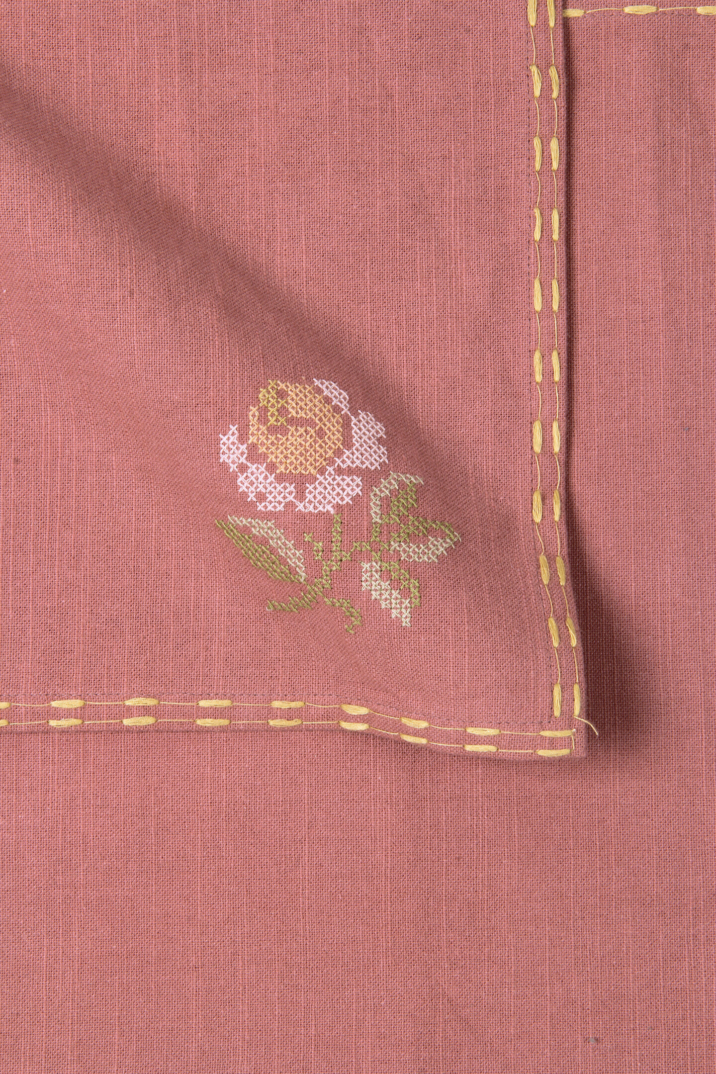 Florette Raspberry Cross Stitch Napkins-Set of 2