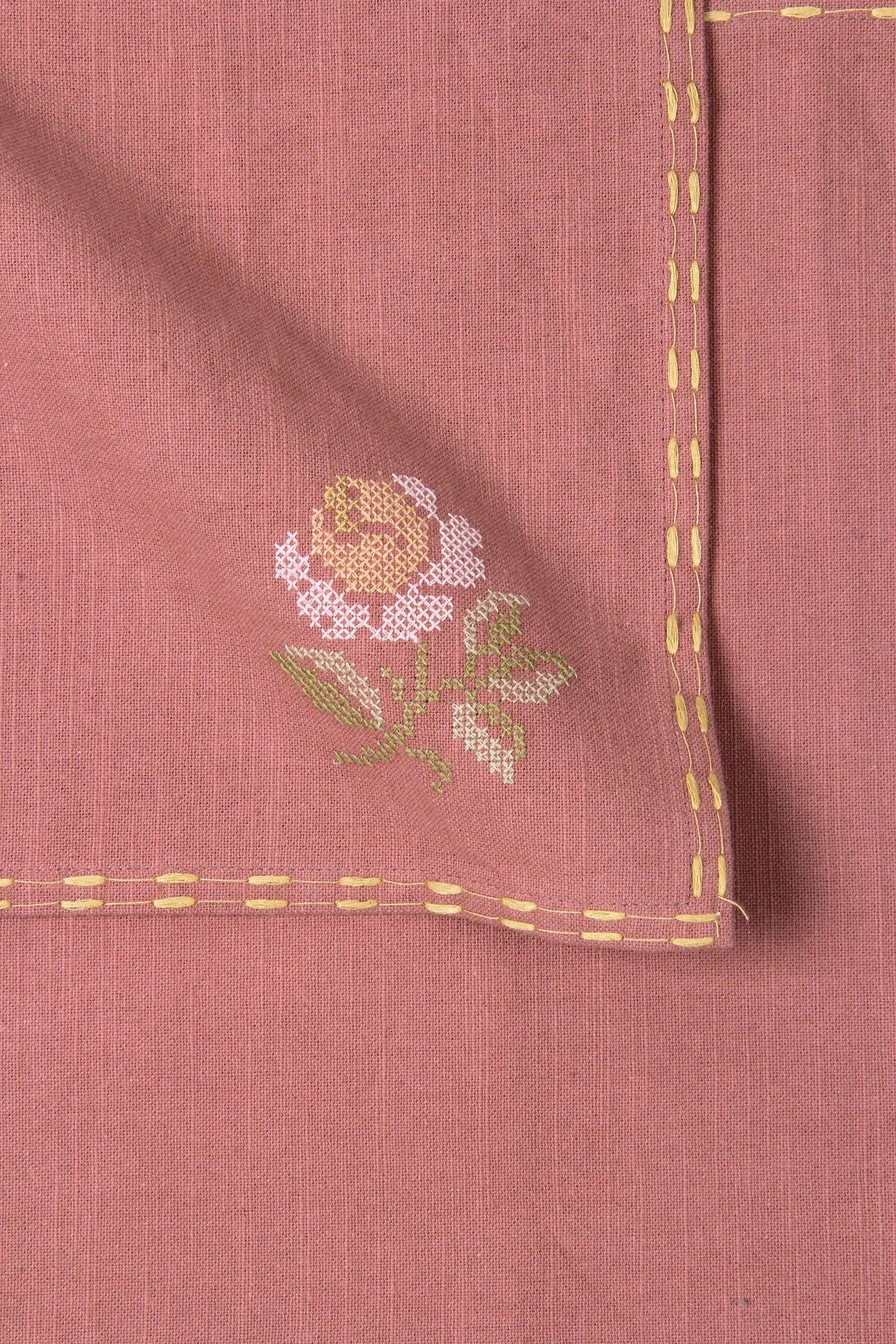 Florette Raspberry Cross Stitch Napkins-Set of 2 SanctuaryLiving