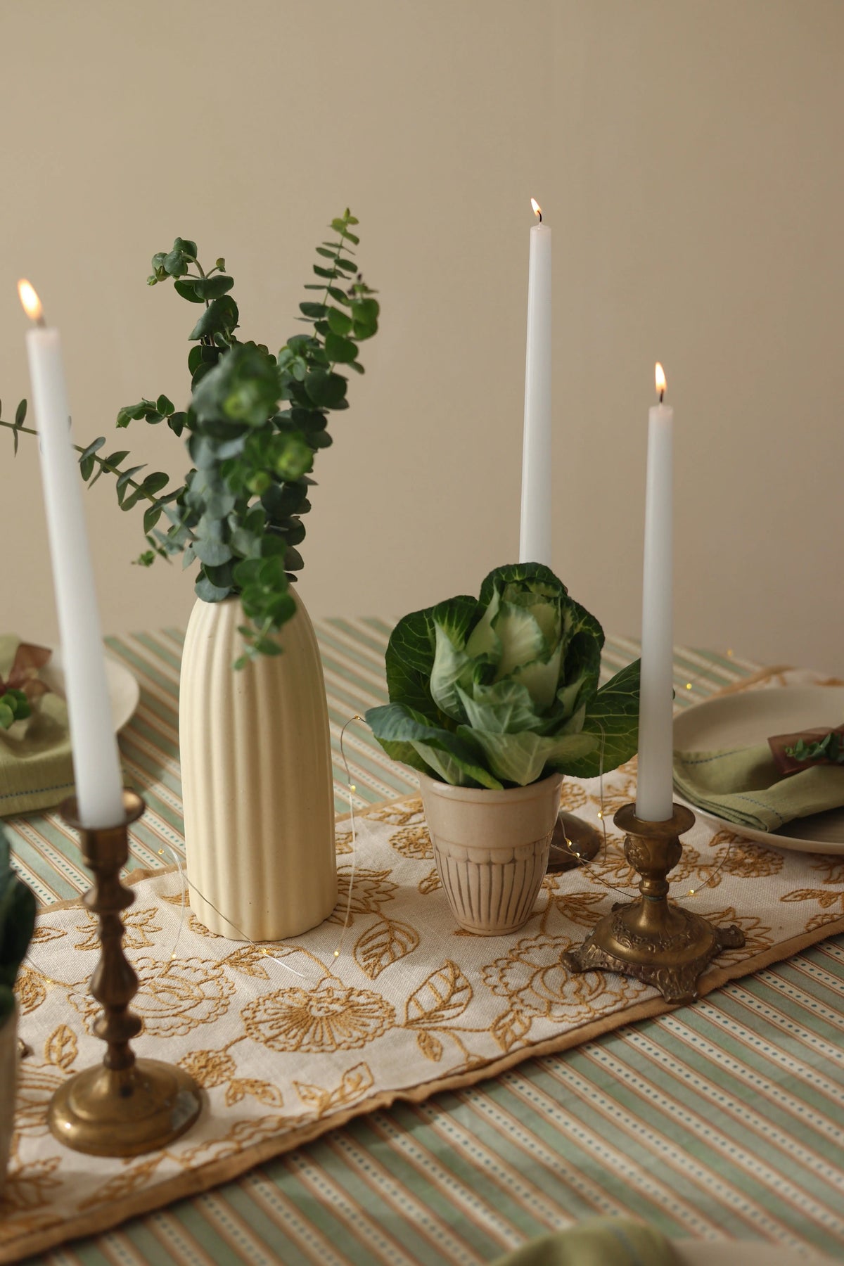Rosabelle Chintz Ochre Table Runner SanctuaryLiving