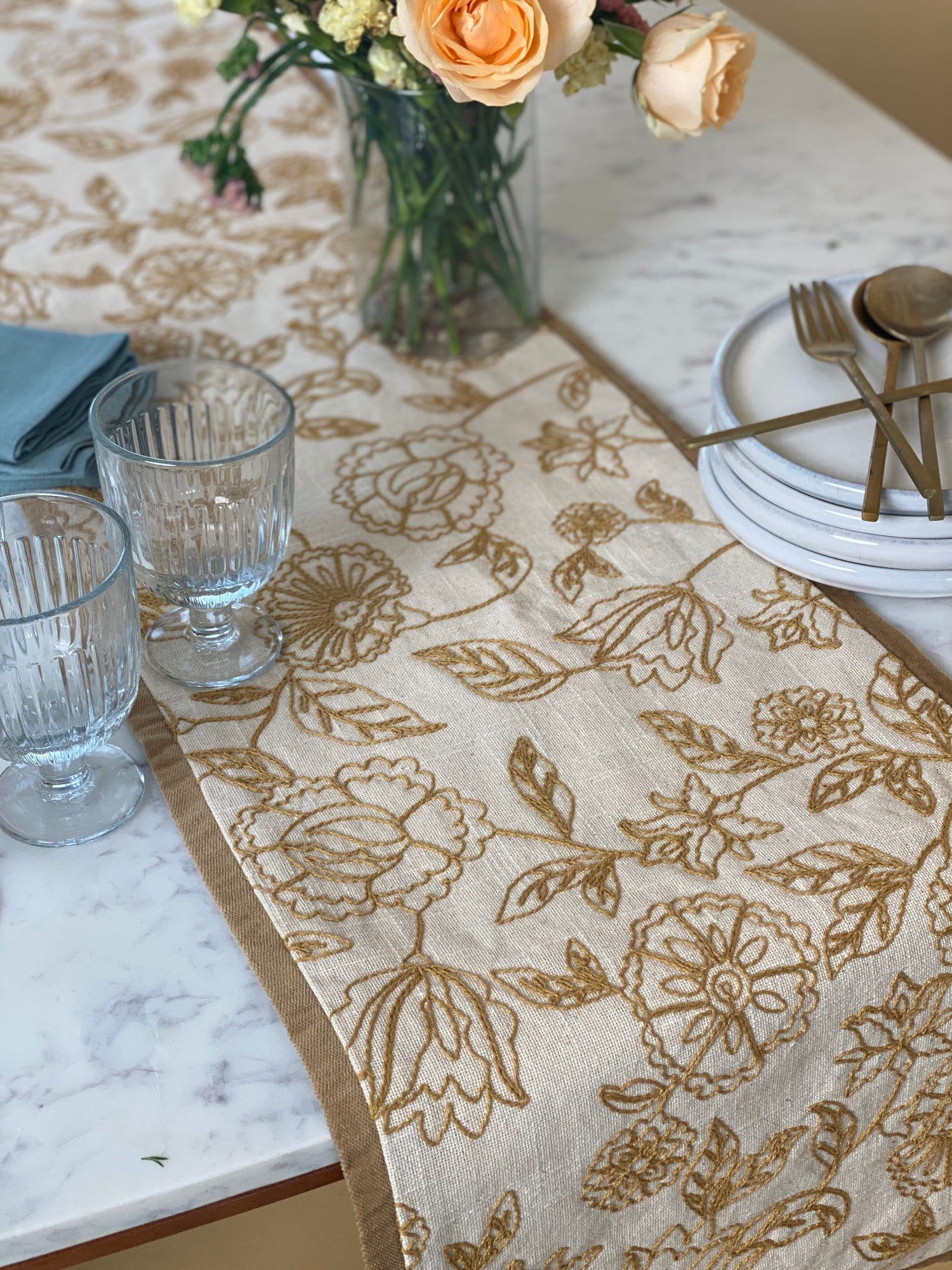 Rosabelle Chintz Ochre Table Runner