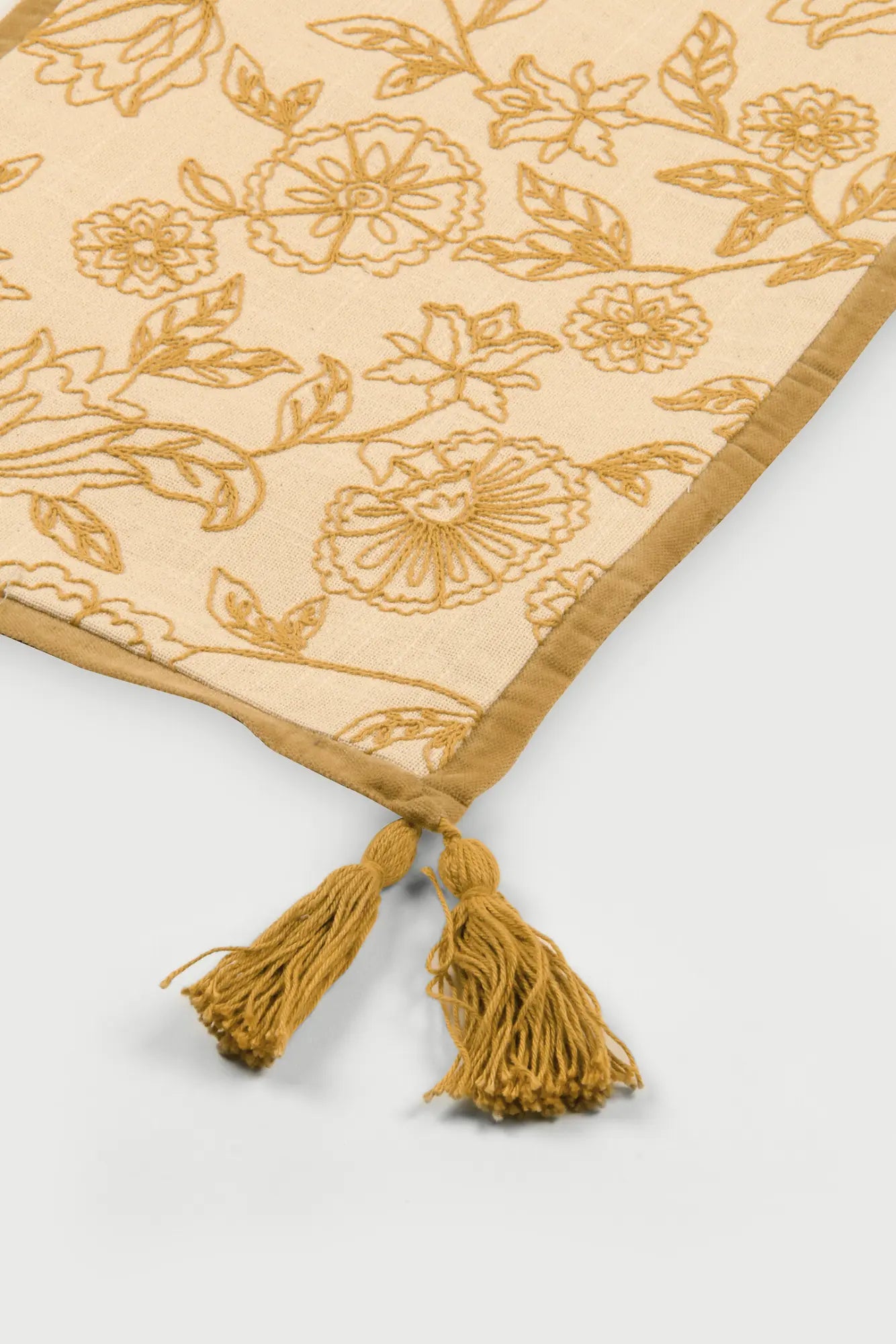 Rosabelle Chintz Ochre Table Runner SanctuaryLiving