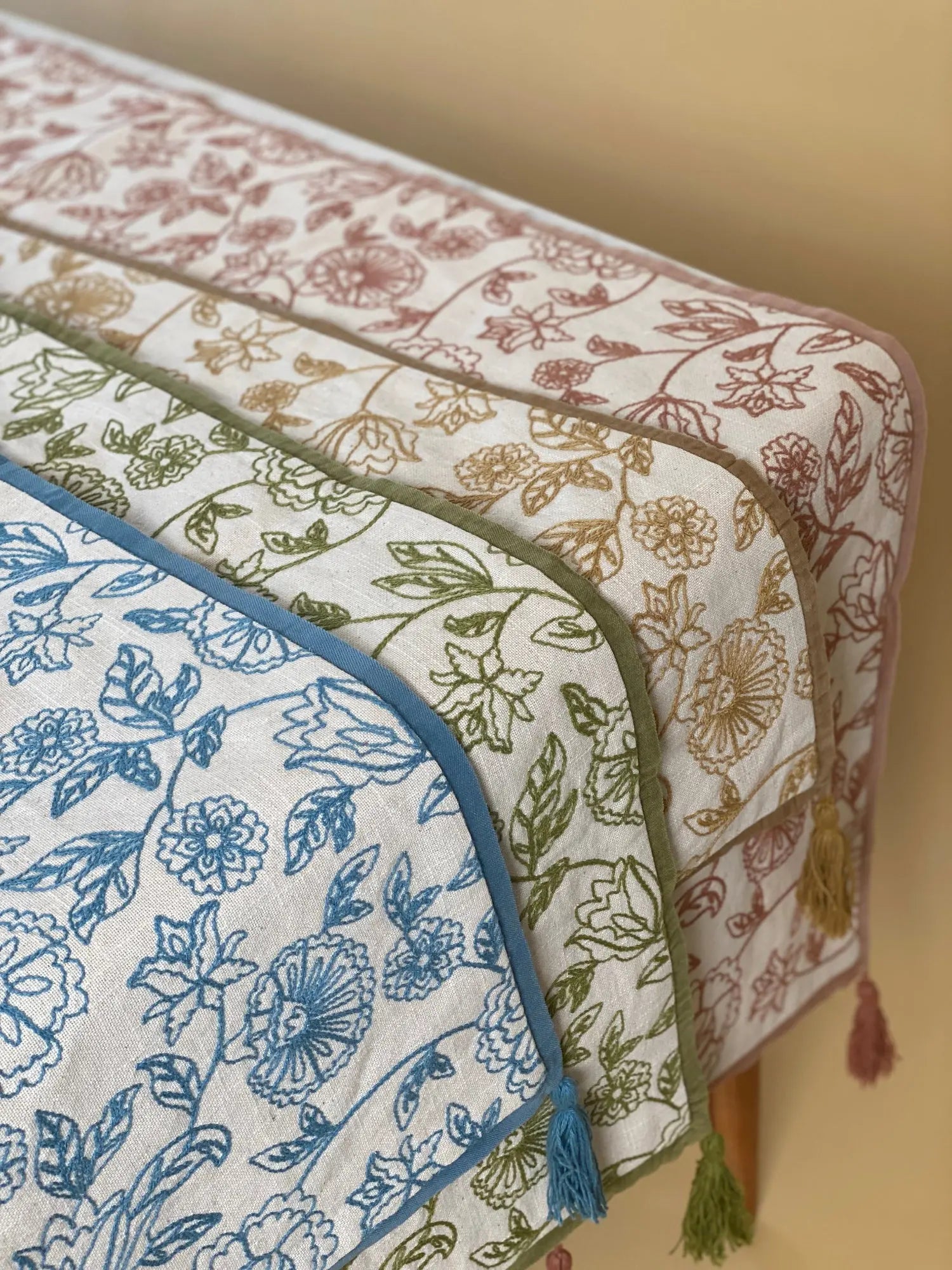 Rosabelle Chintz Ochre Table Runner SanctuaryLiving
