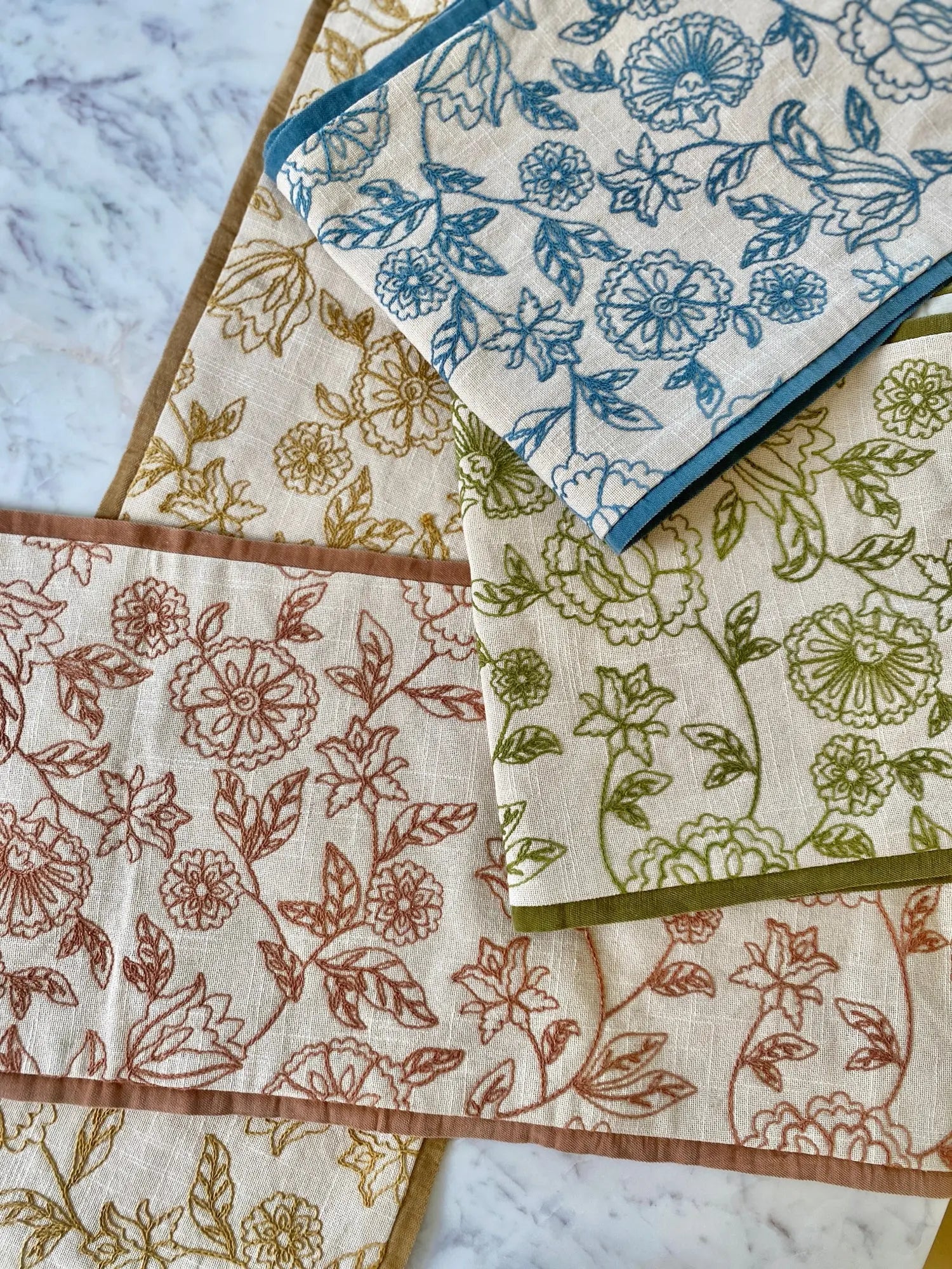 Rosabelle Chintz Teal Table Runner SanctuaryLiving