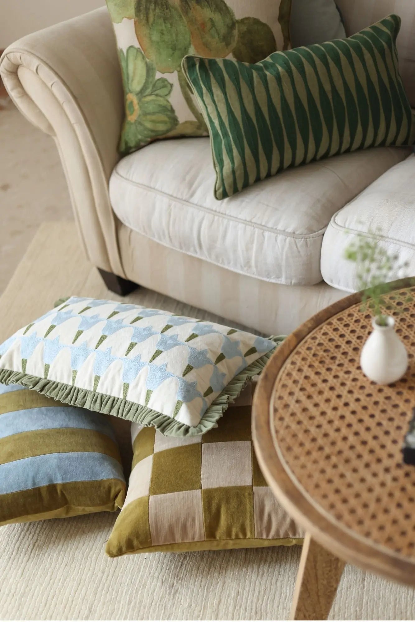 Tulip Light Blue Oblong Cushion Cover SanctuaryLiving