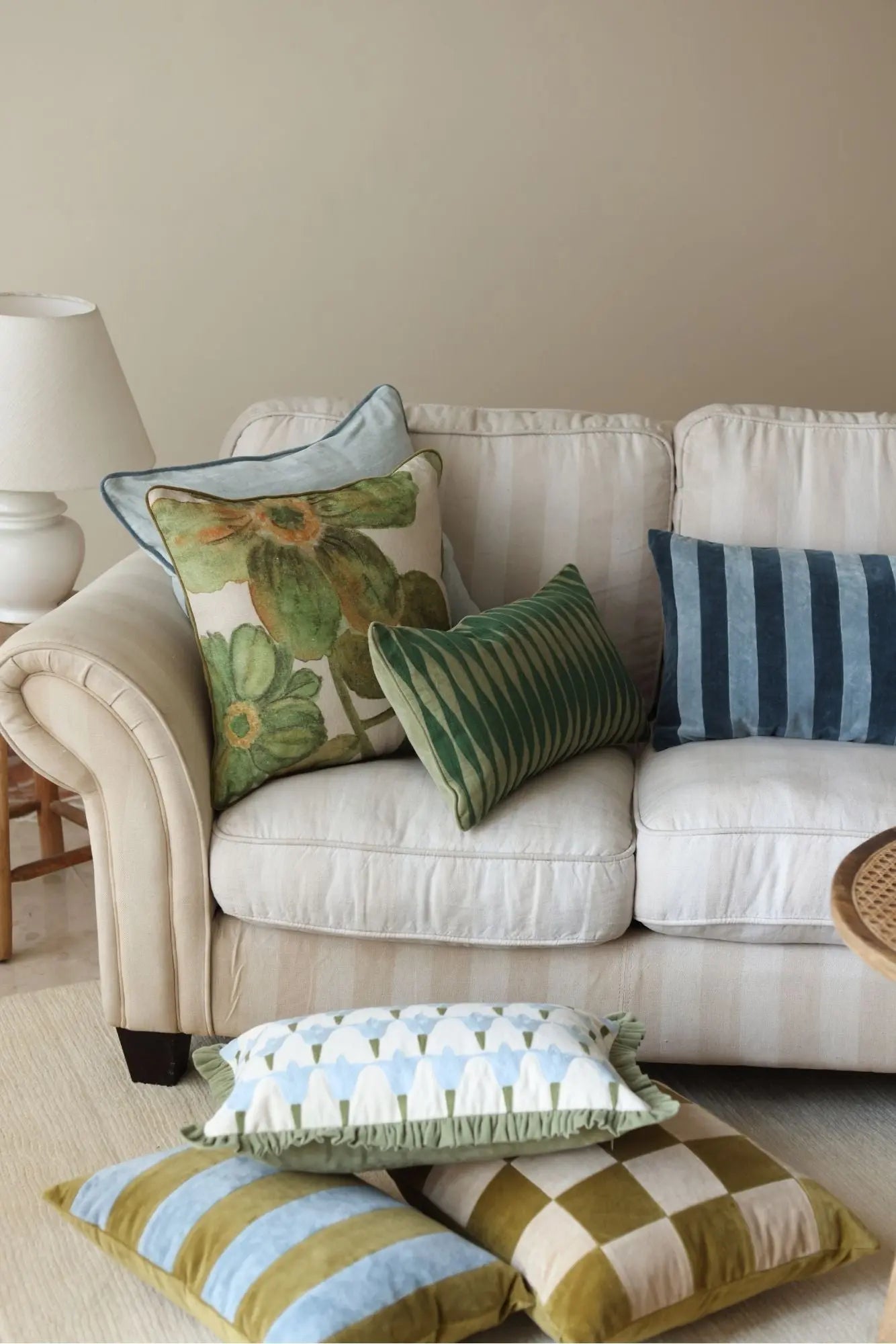 Tulip Light Blue Oblong Cushion Cover SanctuaryLiving