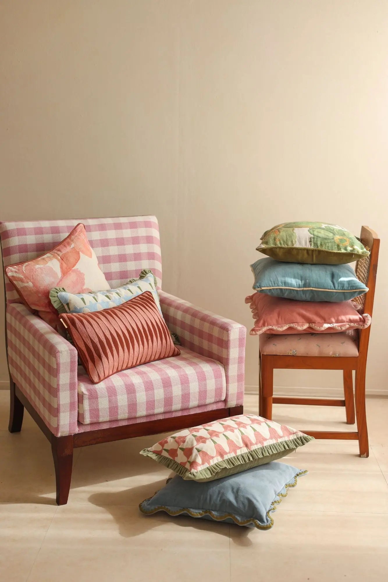 Wildflower Olive Linen Cushion Cover