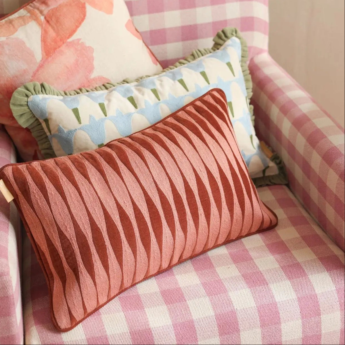 Ripple Rhubarb Oblong Cushion Cover