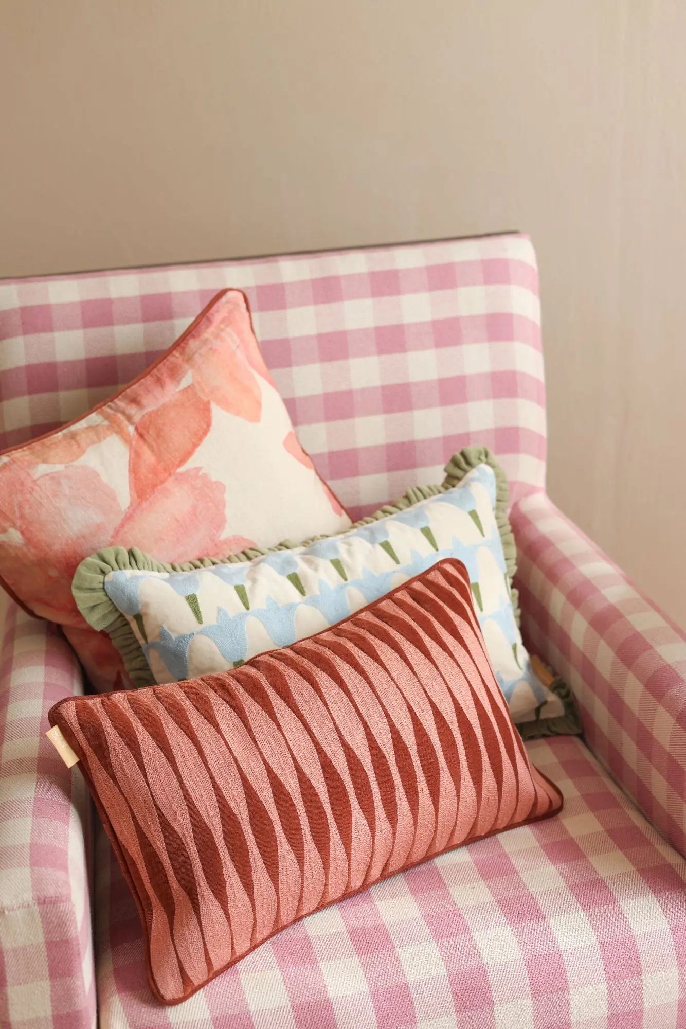 Ripple Rhubarb Oblong Cushion Cover