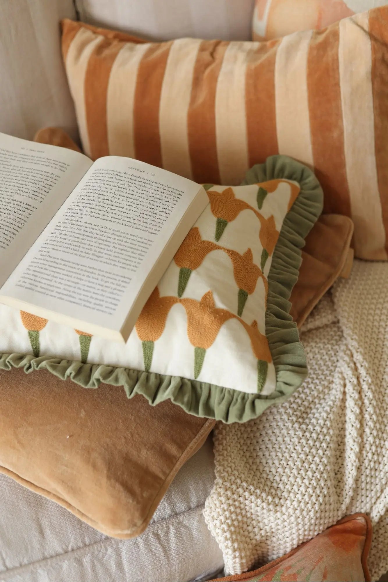 Tulip Peach Oblong Cushion Cover SanctuaryLiving