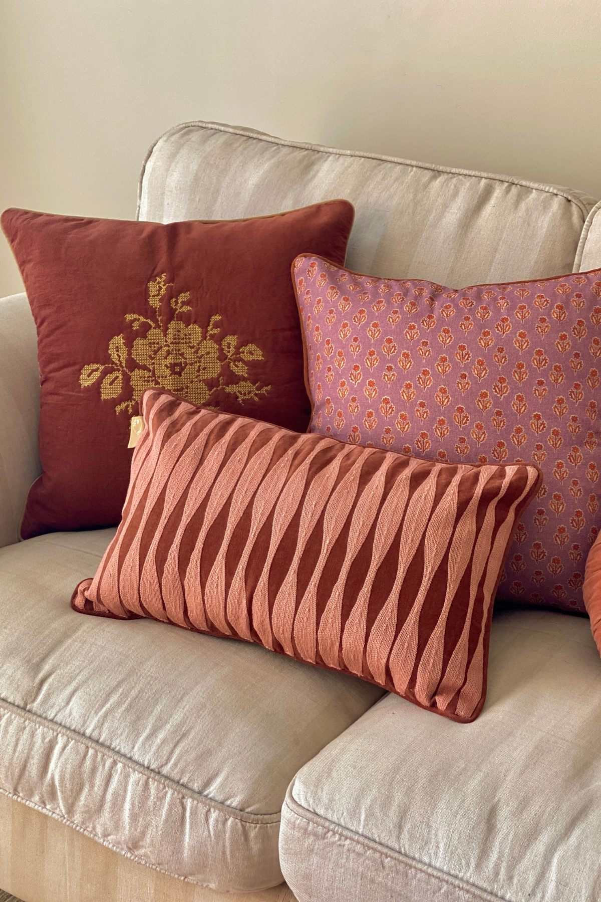 Ripple Rhubarb Oblong Cushion Cover