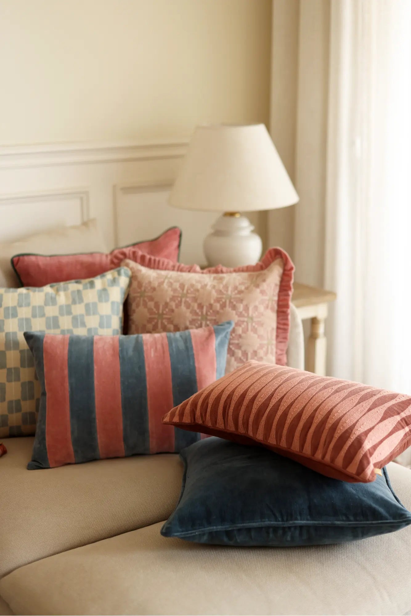 Ripple Rhubarb Oblong Cushion Cover