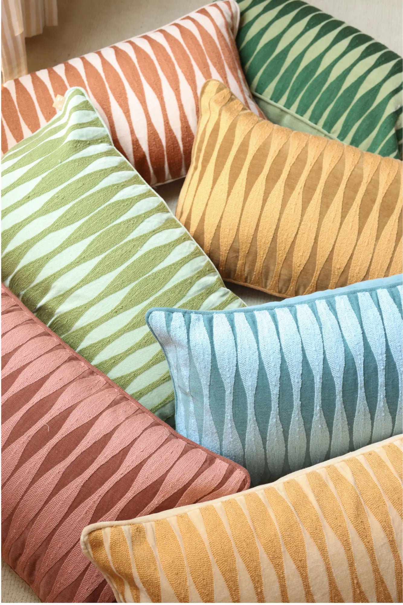 Ripple Teal Oblong Cushion Cover SanctuaryLiving