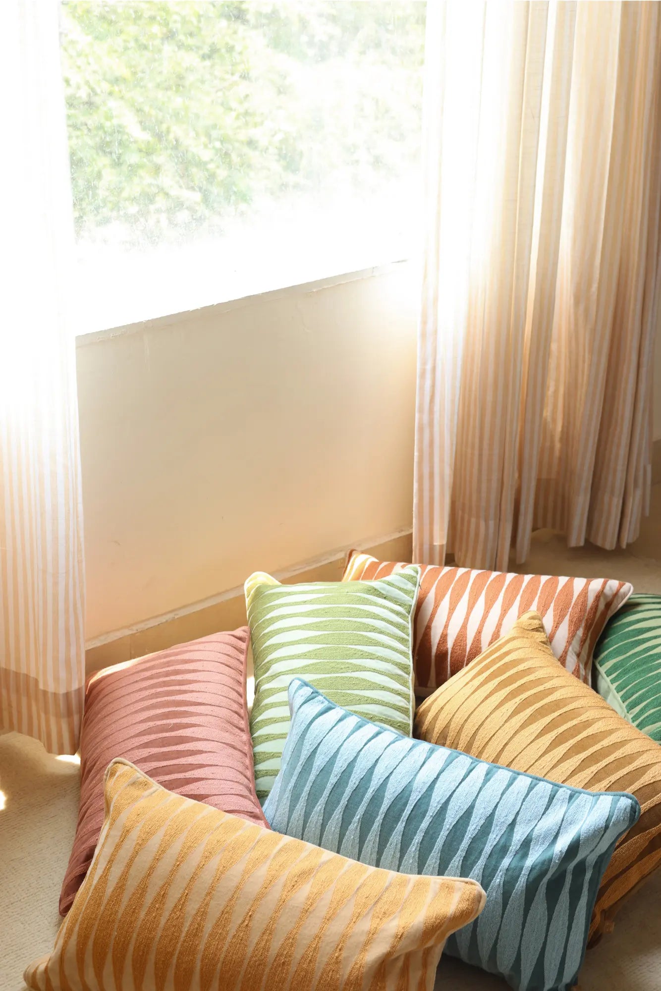 Ripple Teal Oblong Cushion Cover SanctuaryLiving