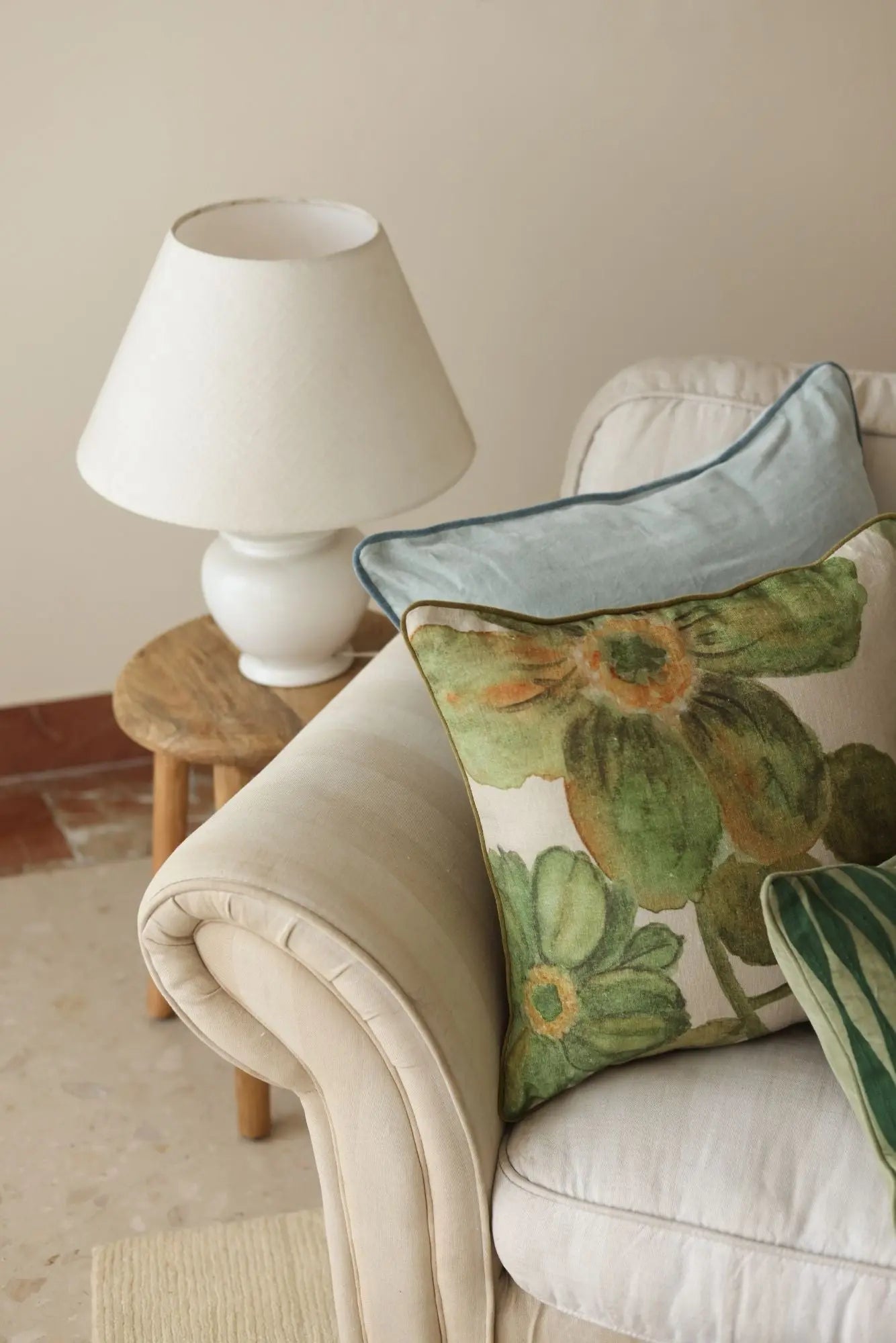 Wildflower Olive Linen Cushion Cover SanctuaryLiving