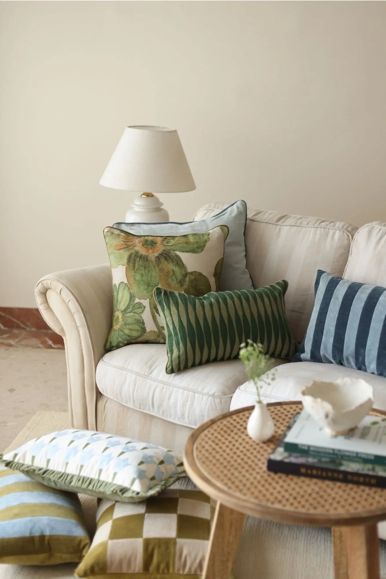 Wildflower Olive Linen Cushion Cover SanctuaryLiving