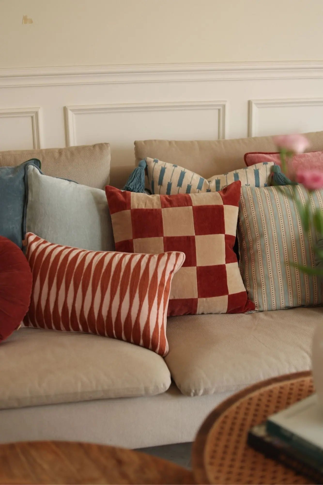 Fig Rhubarb Velvet Cushion Cover