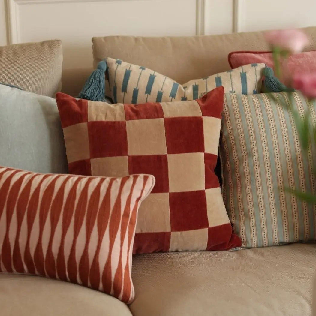Fig Rhubarb Velvet Cushion Cover SanctuaryLiving