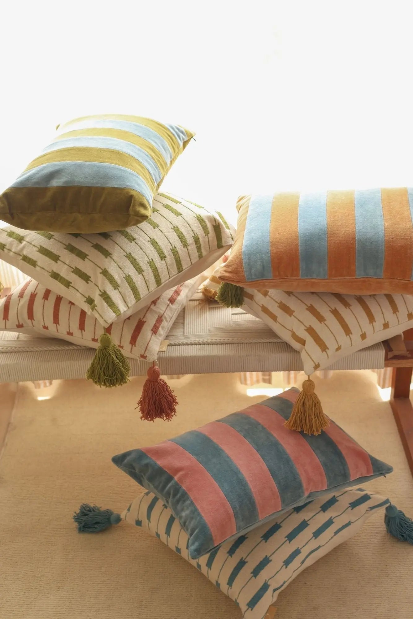 Willow Olive Striped Oblong Cushion Cover SanctuaryLiving