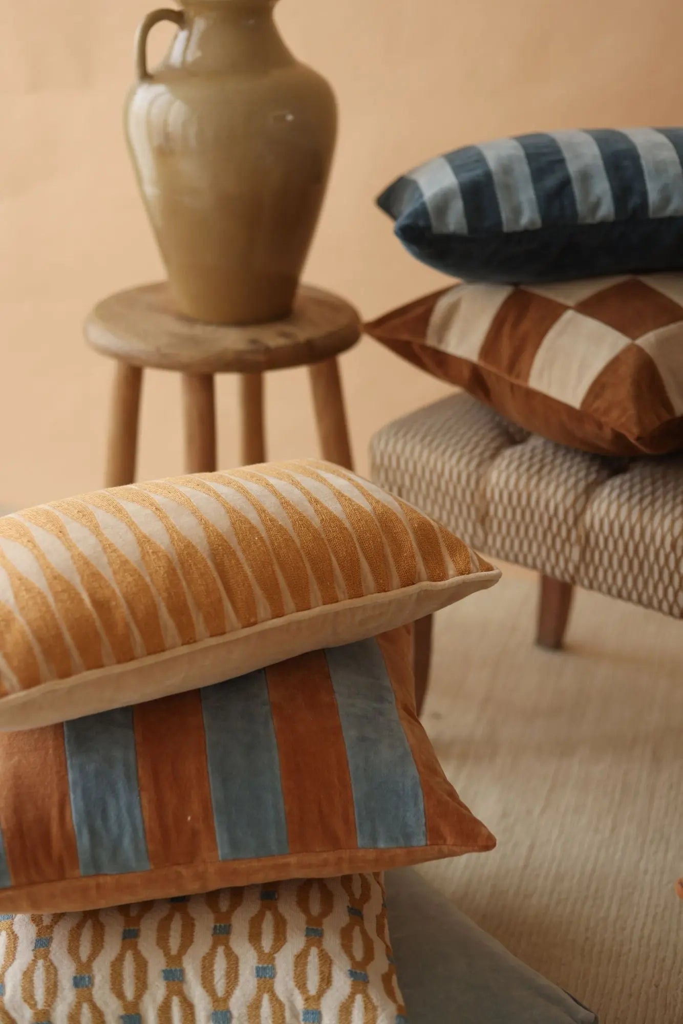 Willow Melon Striped Oblong Cushion Cover SanctuaryLiving