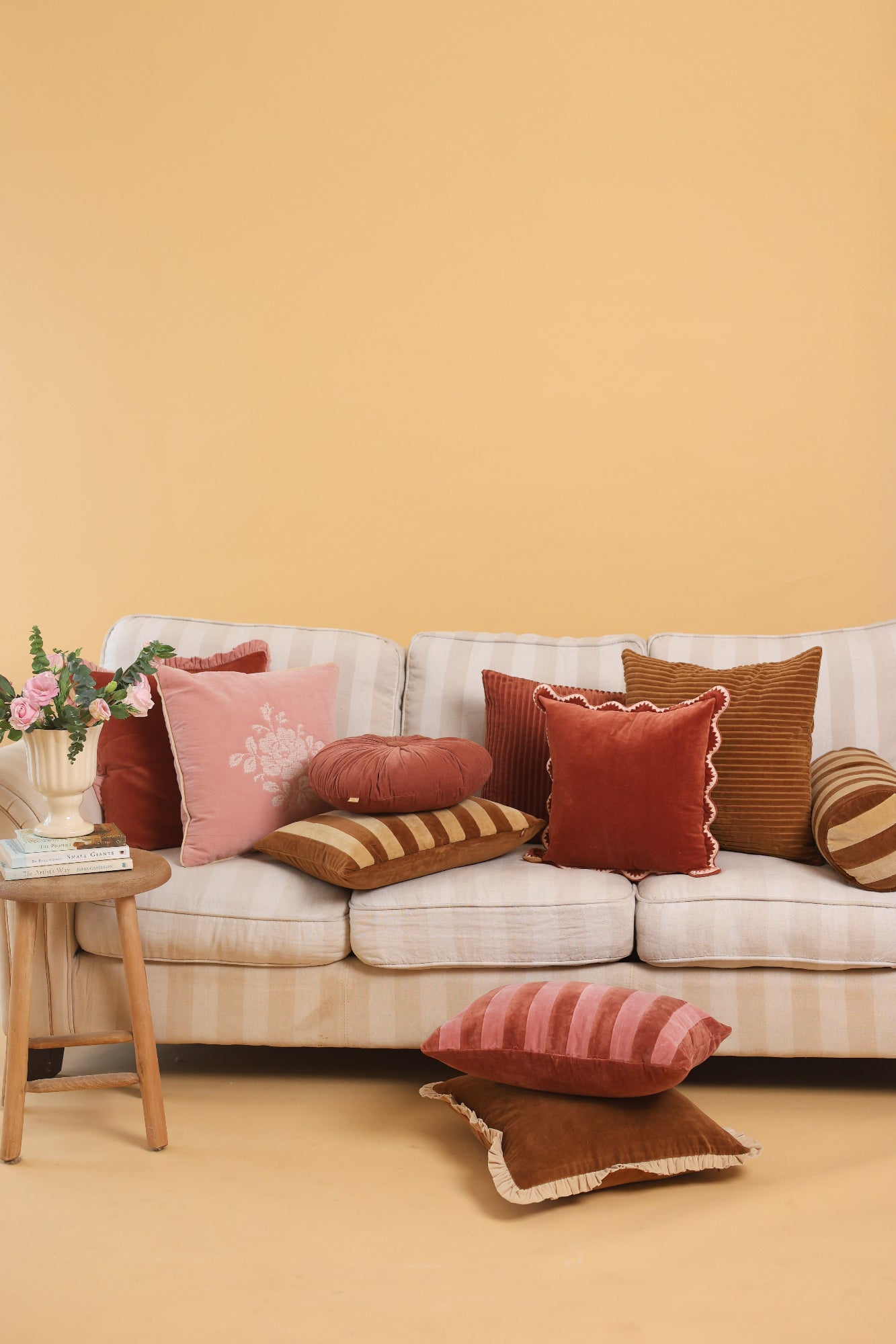 Holly Rhubarb Striped Oblong Cushion Cover