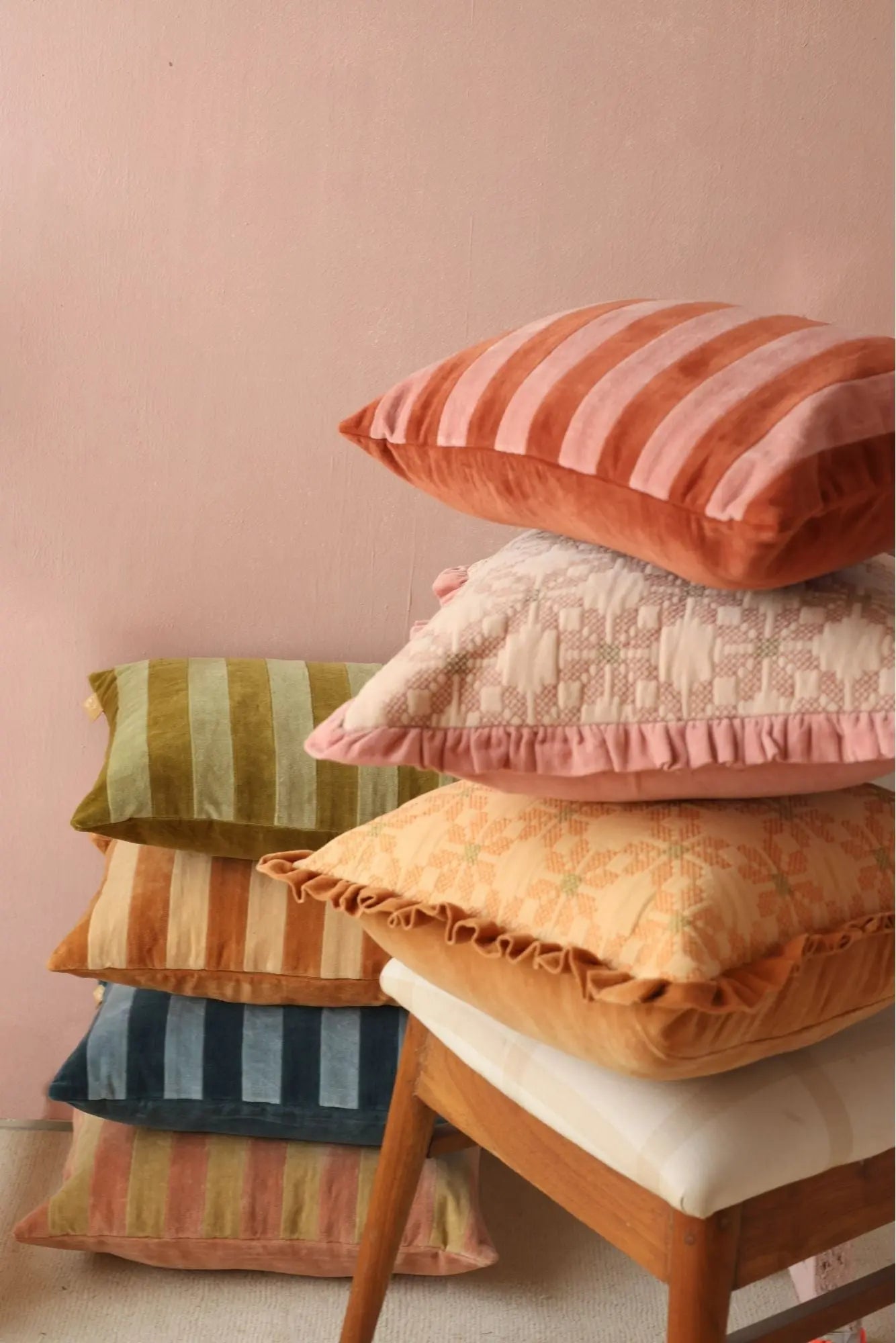 Holly Melon Striped Oblong Cushion Cover SanctuaryLiving