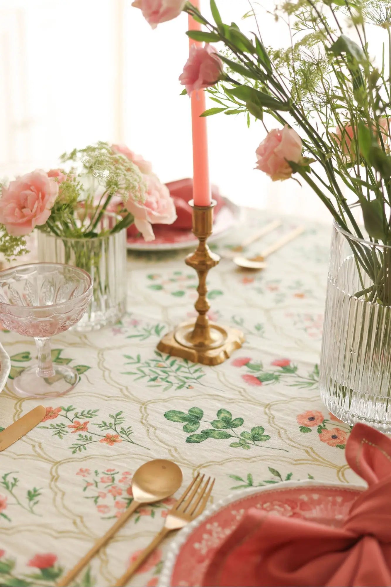 Eden Rose Linen Table Cover SanctuaryLiving
