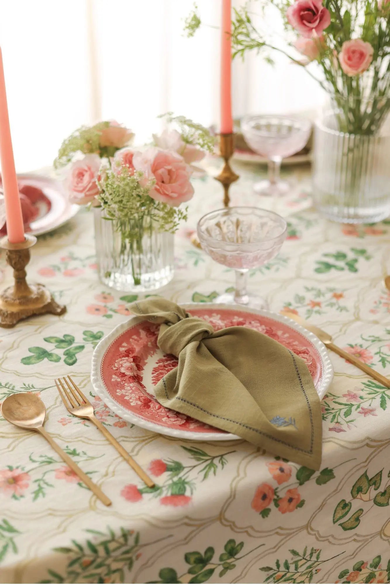 Eden Rose Linen Table Cover SanctuaryLiving
