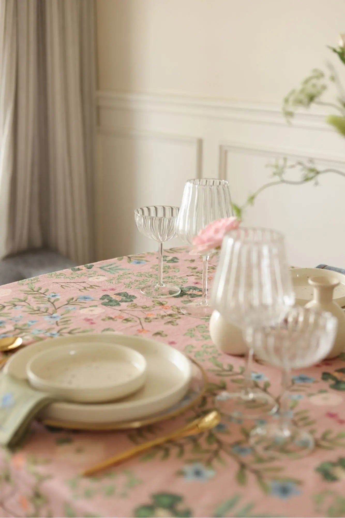 Valley Rose Linen Table Cover SanctuaryLiving