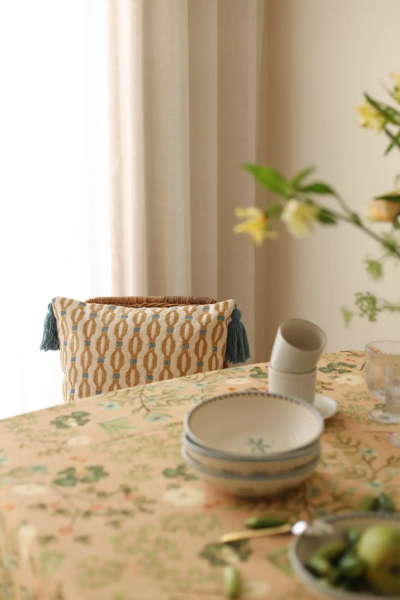 Valley Peach Linen Table Cover SanctuaryLiving