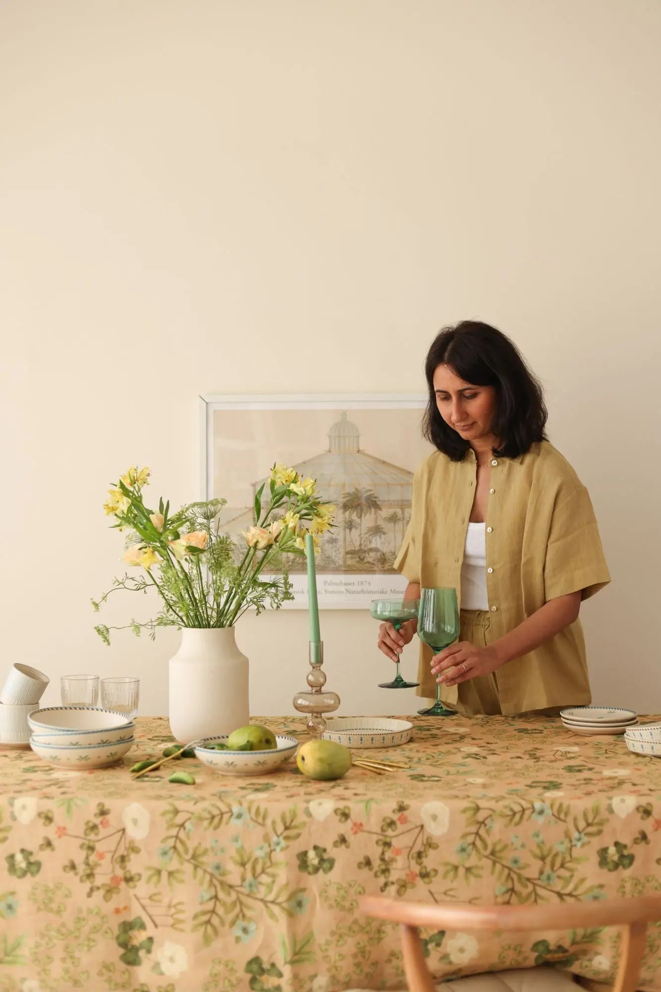 Valley Peach Linen Table Cover SanctuaryLiving