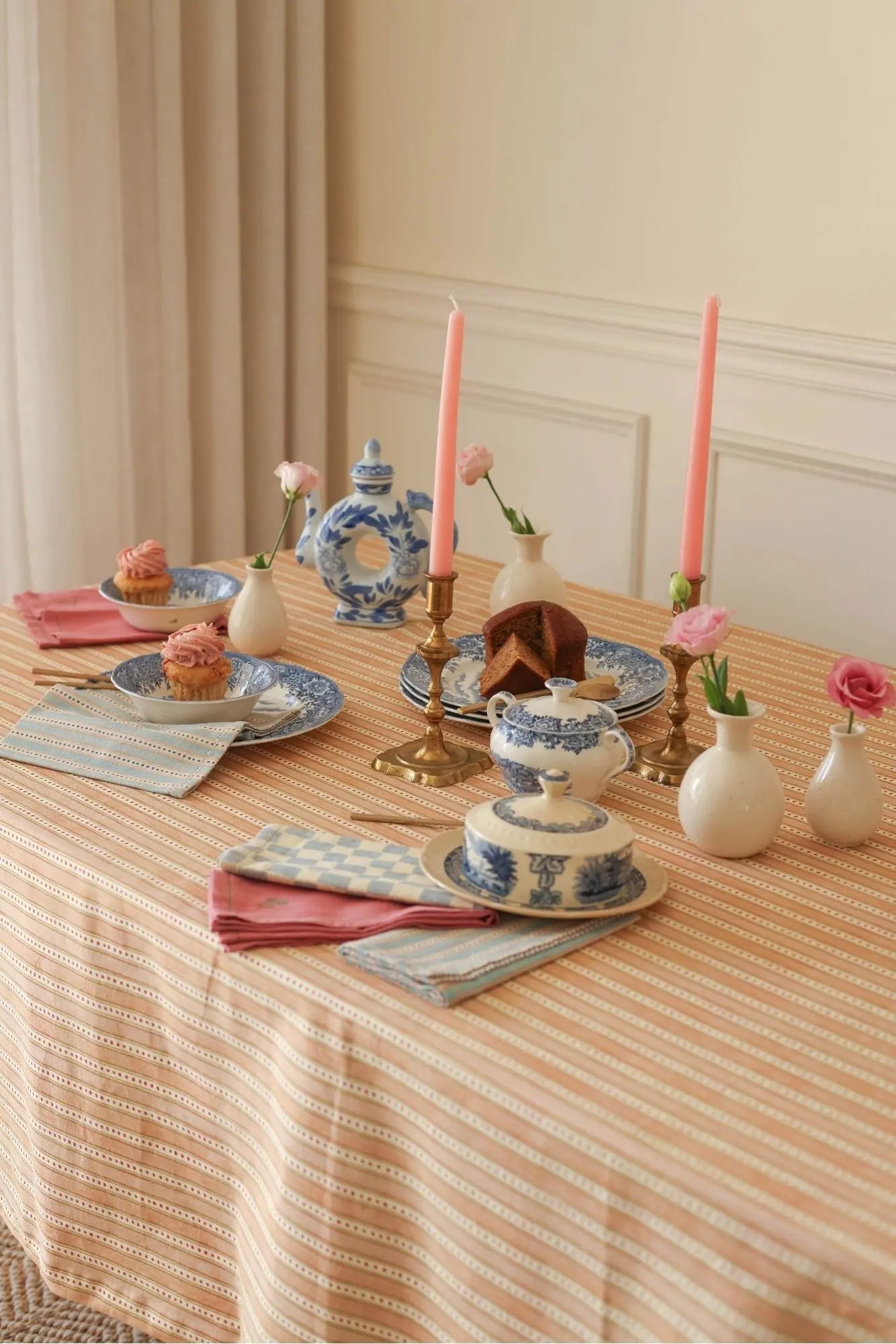 River Apricot Cotton Table Cover SanctuaryLiving