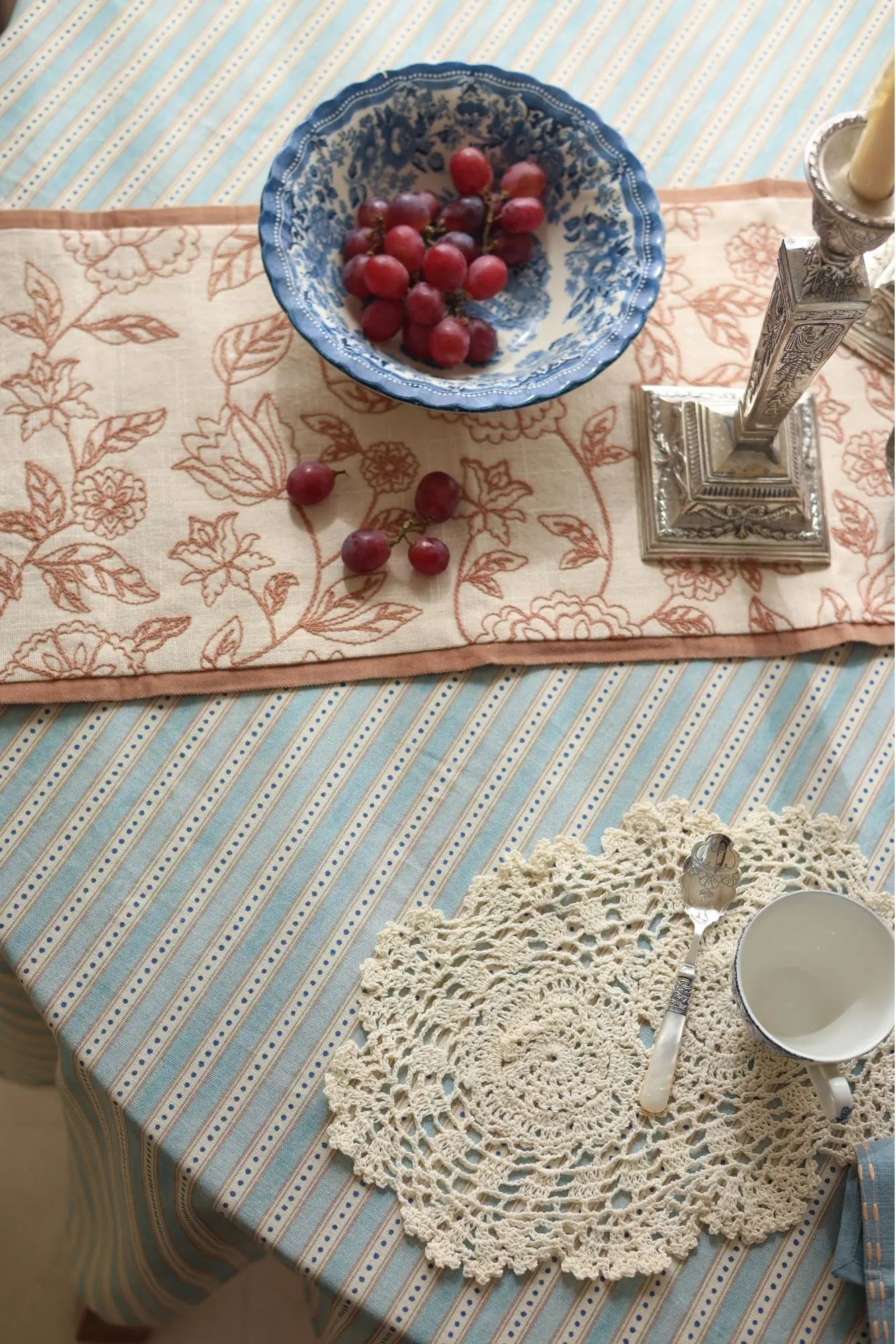River Soft Blue Cotton Table Cover