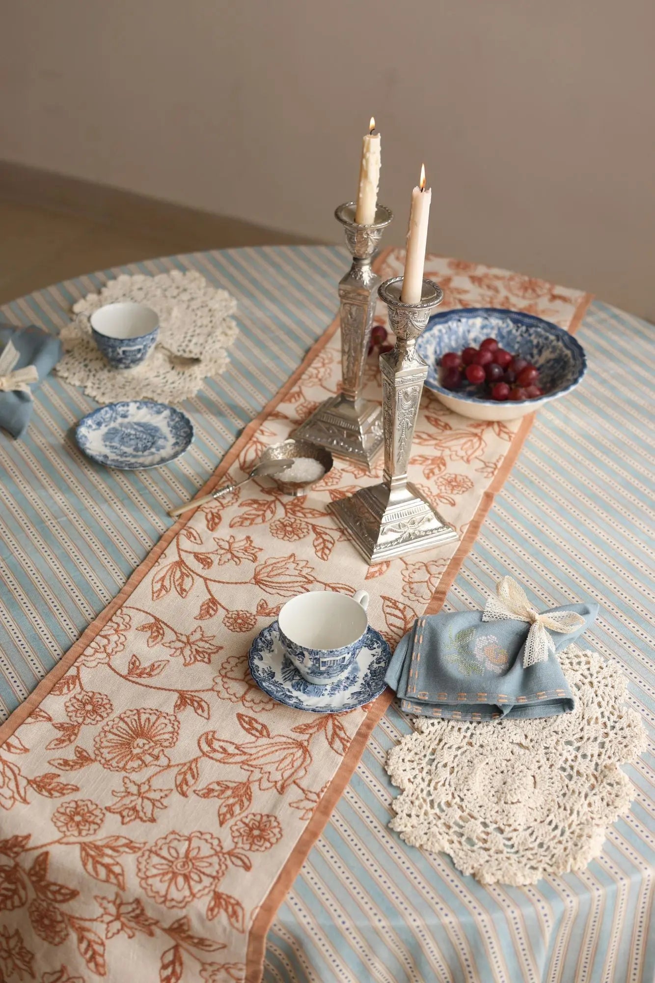 River Soft Blue Cotton Table Cover