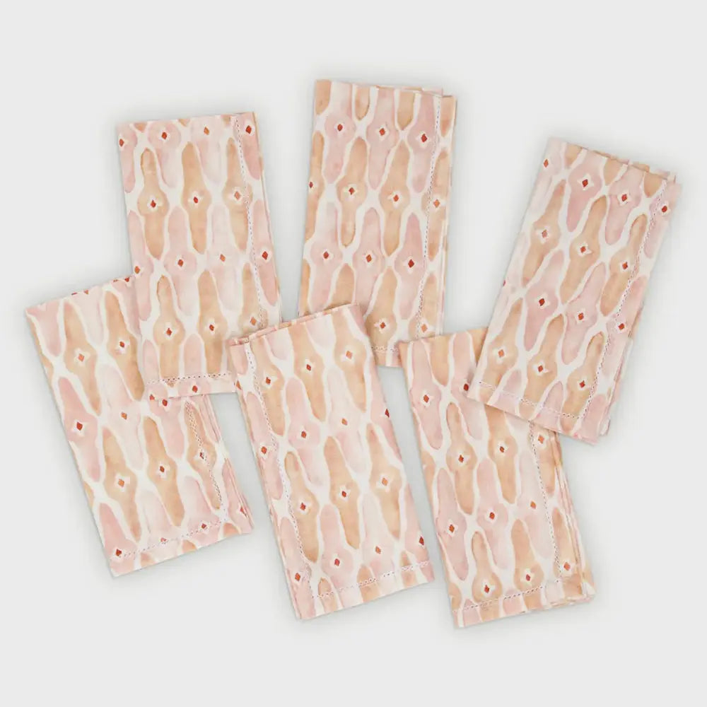 Mosaic Blush Cotton Table Napkins-Set of 6 SanctuaryLiving