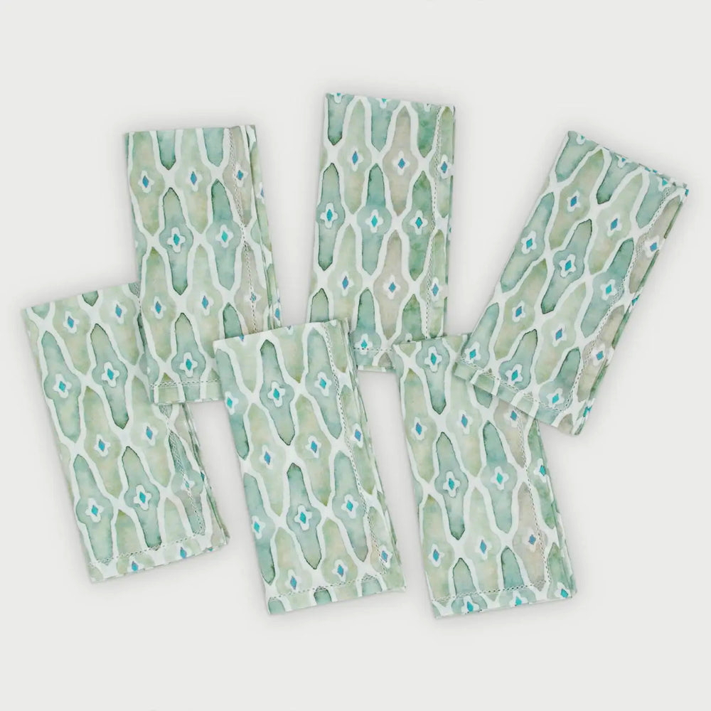 Mosaic Sage Cotton Table Napkins-Set of 6