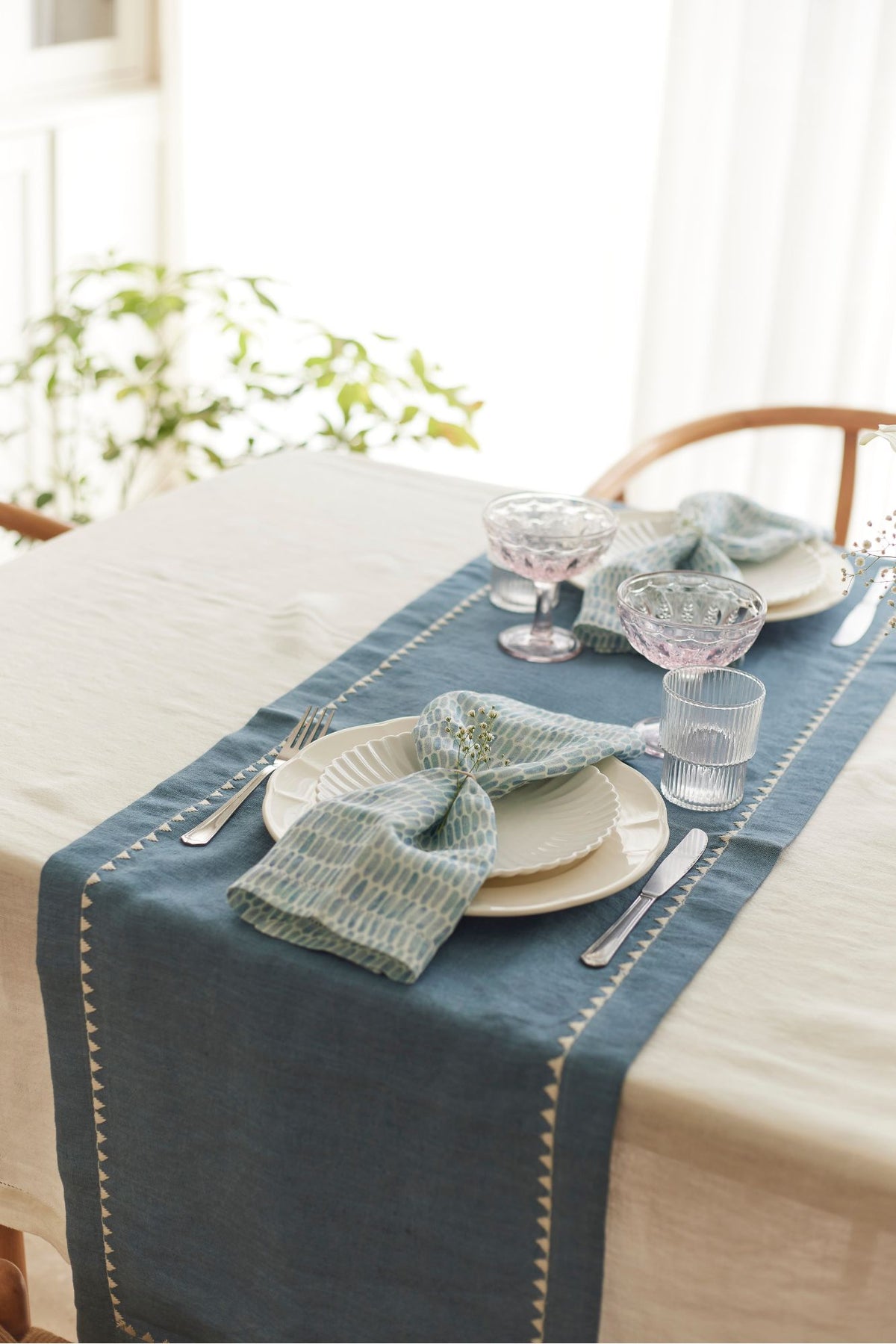 Speckle Blue Cotton Table Napkins-Set of 6