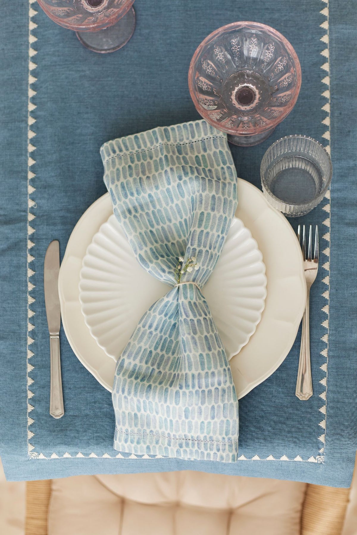 Speckle Blue Cotton Table Napkins-Set of 6