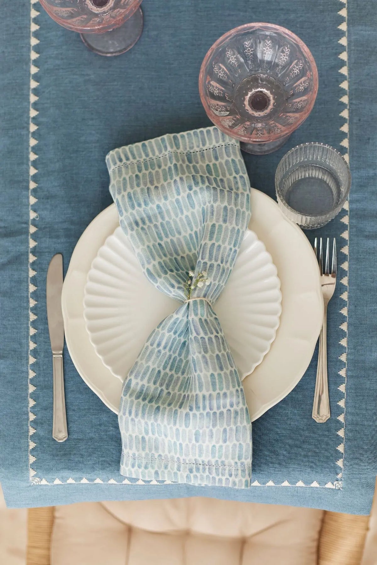 Speckle Blue Cotton Table Napkins-Set of 6 SanctuaryLiving