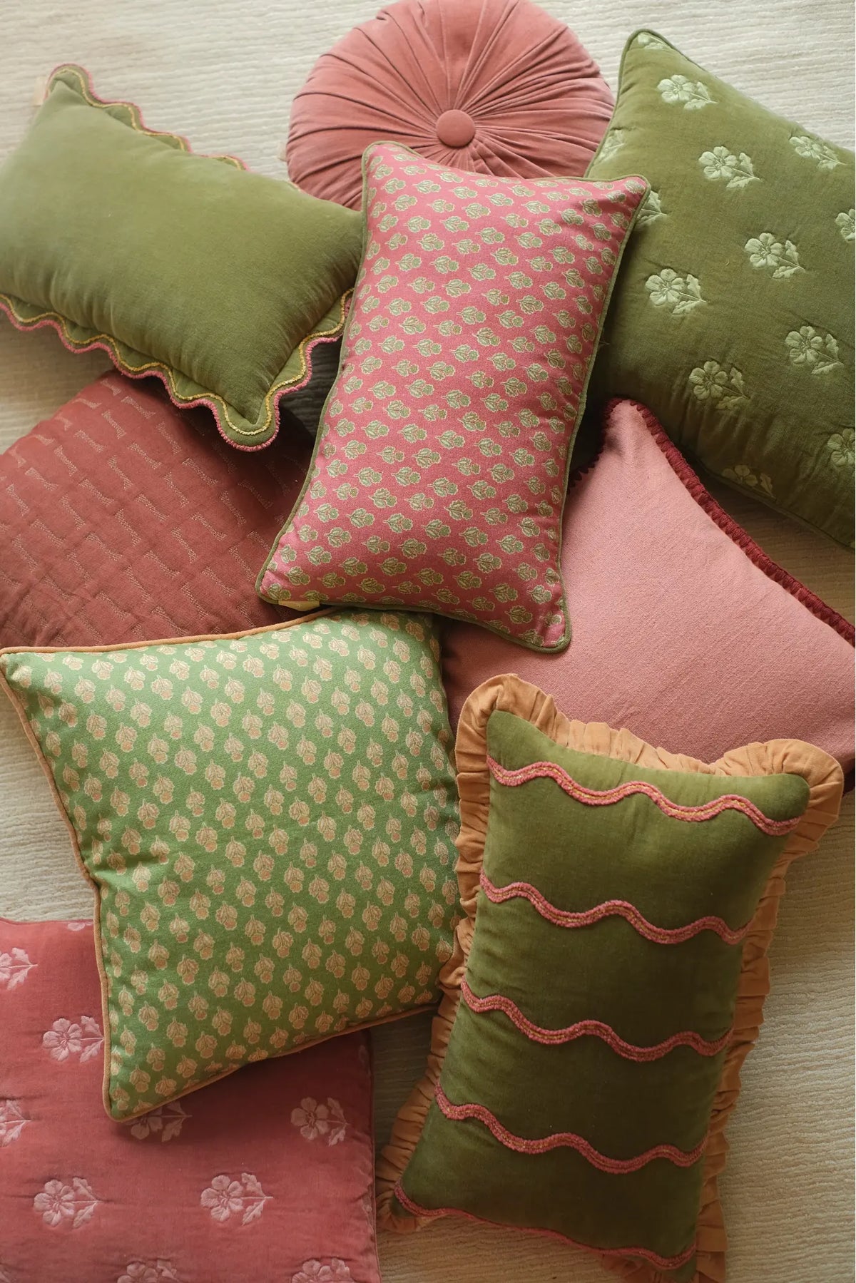 Viola Forest Green Cotton Cushion Cover SanctuaryLiving