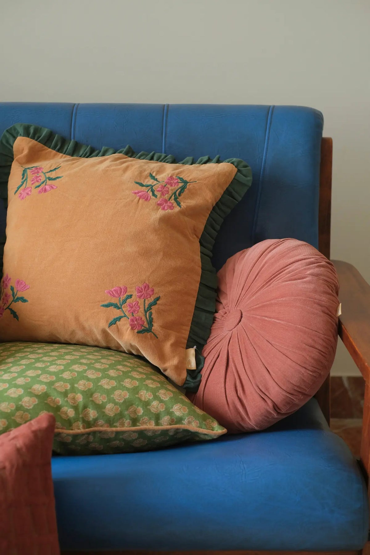 Viola Forest Green Cotton Cushion Cover SanctuaryLiving
