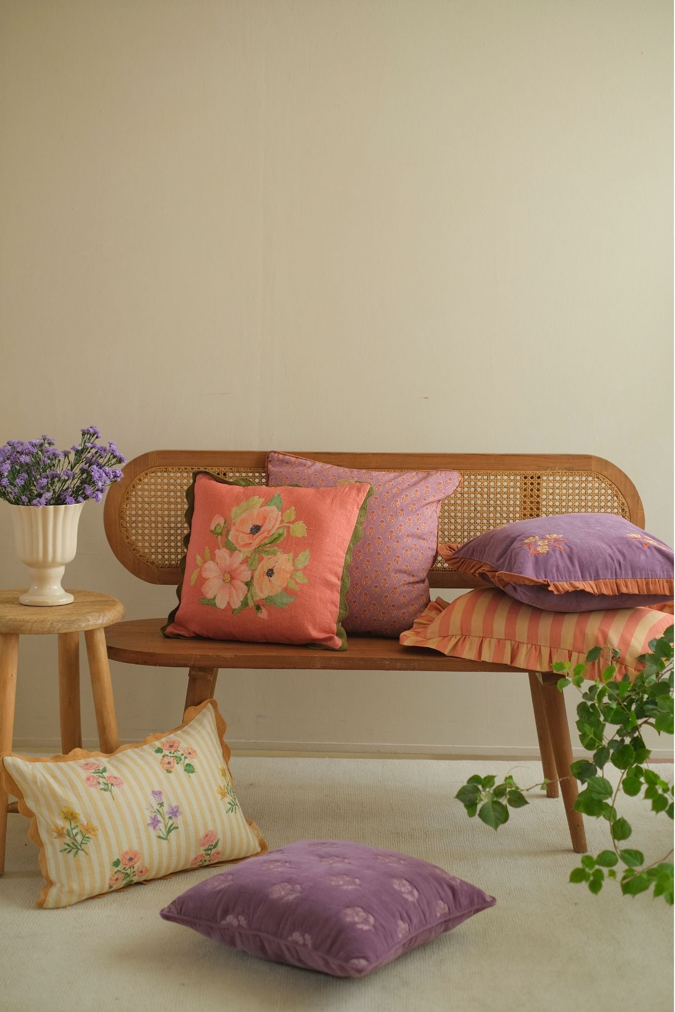 Viola Lavender Cotton Cushion Cover