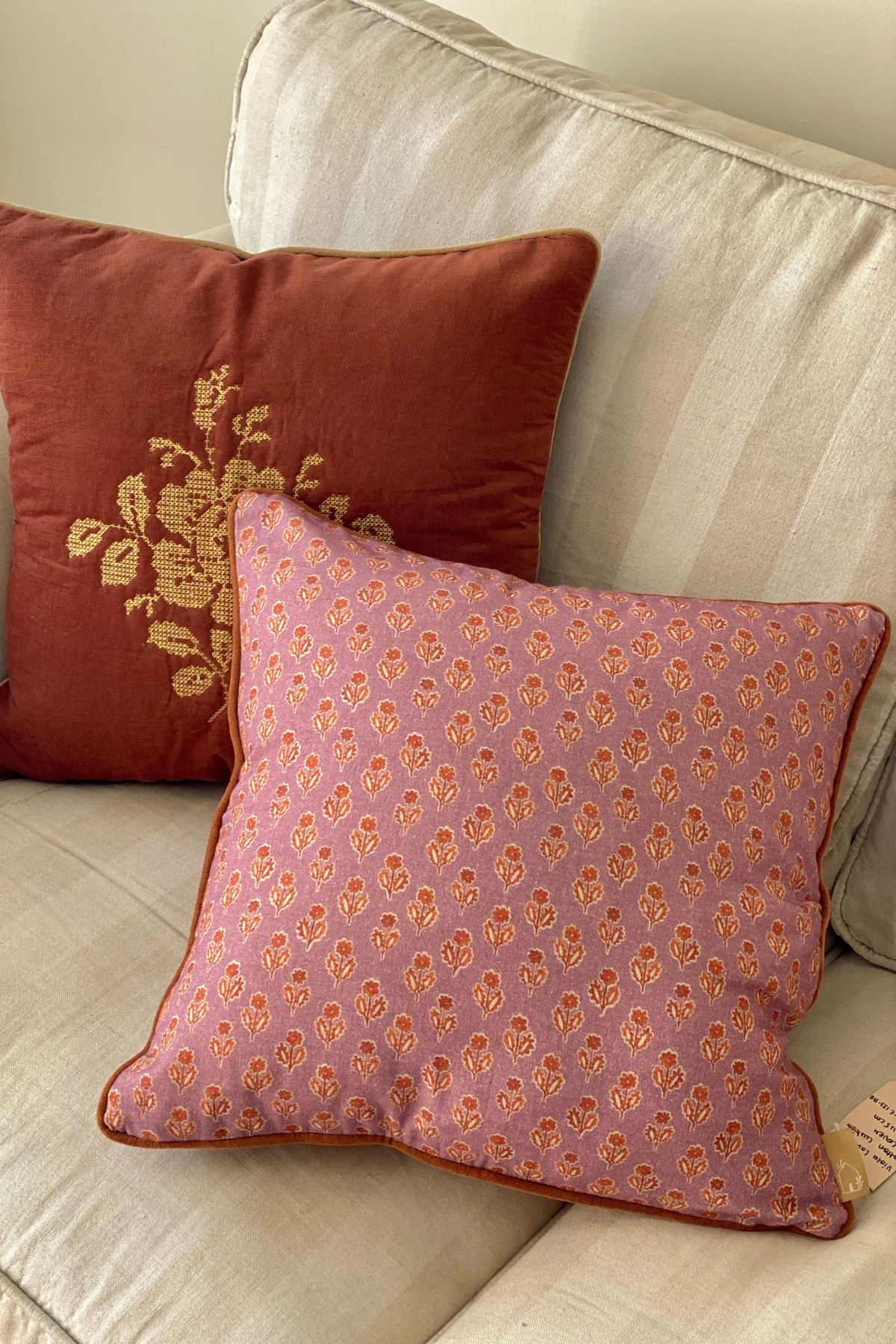 Viola Lavender Cotton Cushion Cover