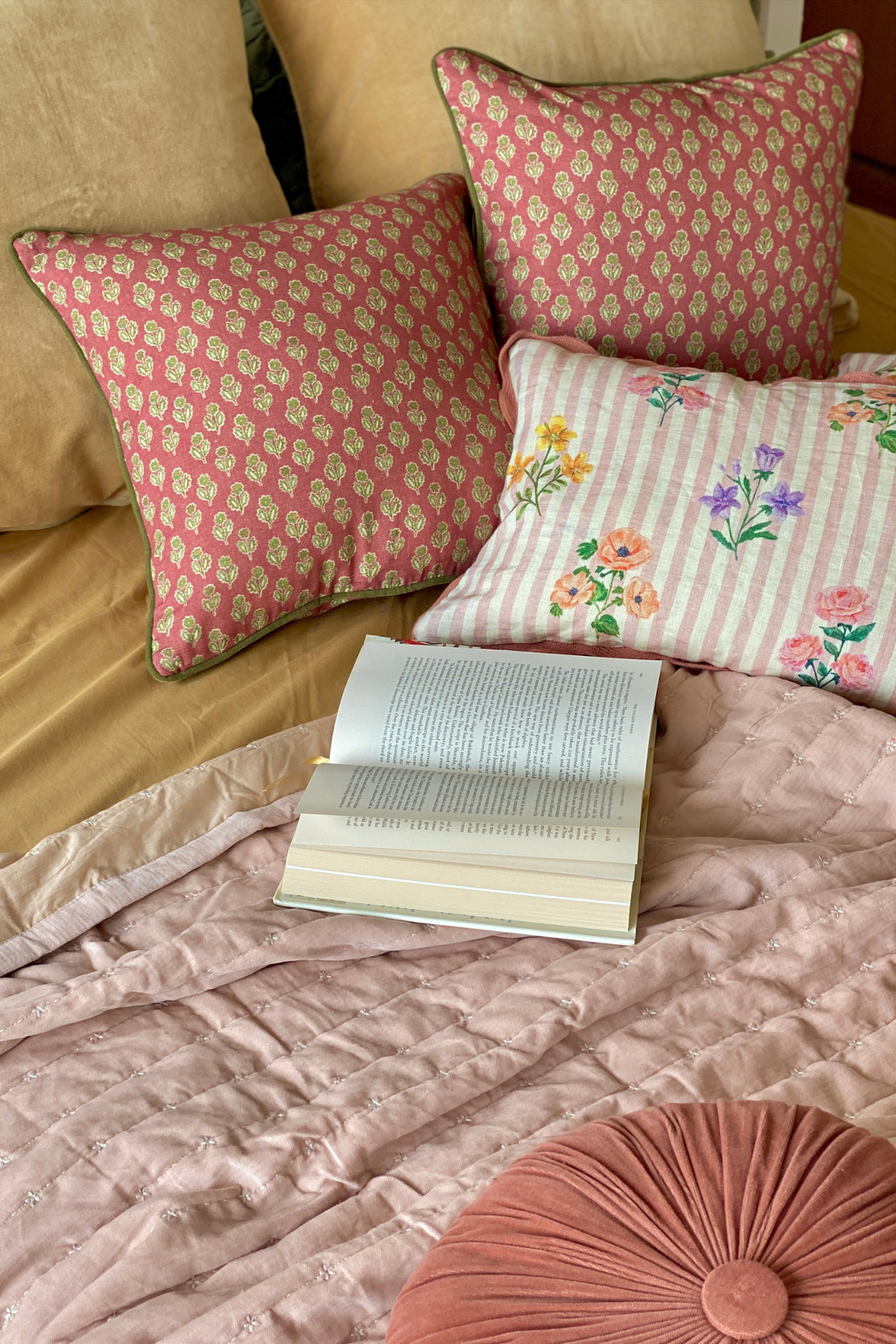 Viola Carmine Cotton Cushion Cover