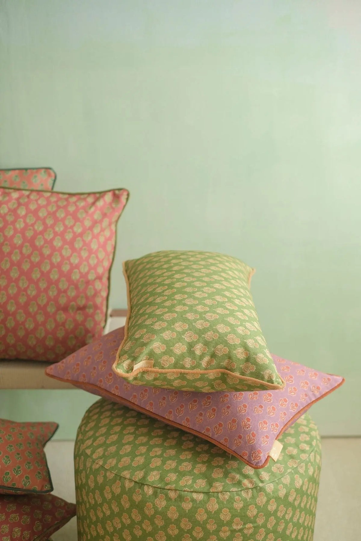 Viola Forest Green Cotton Oblong Cushion Cover SanctuaryLiving