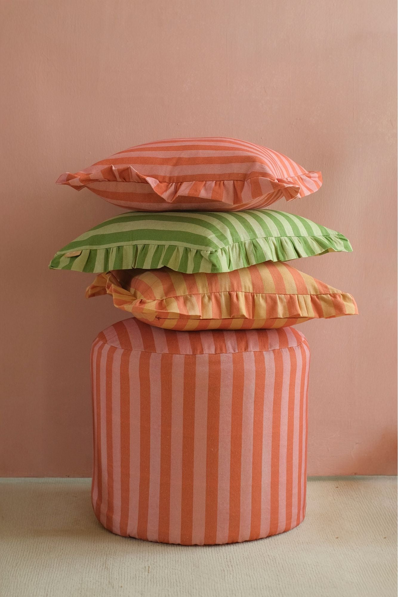 Linea Ruffle Amber Cotton Cushion Cover