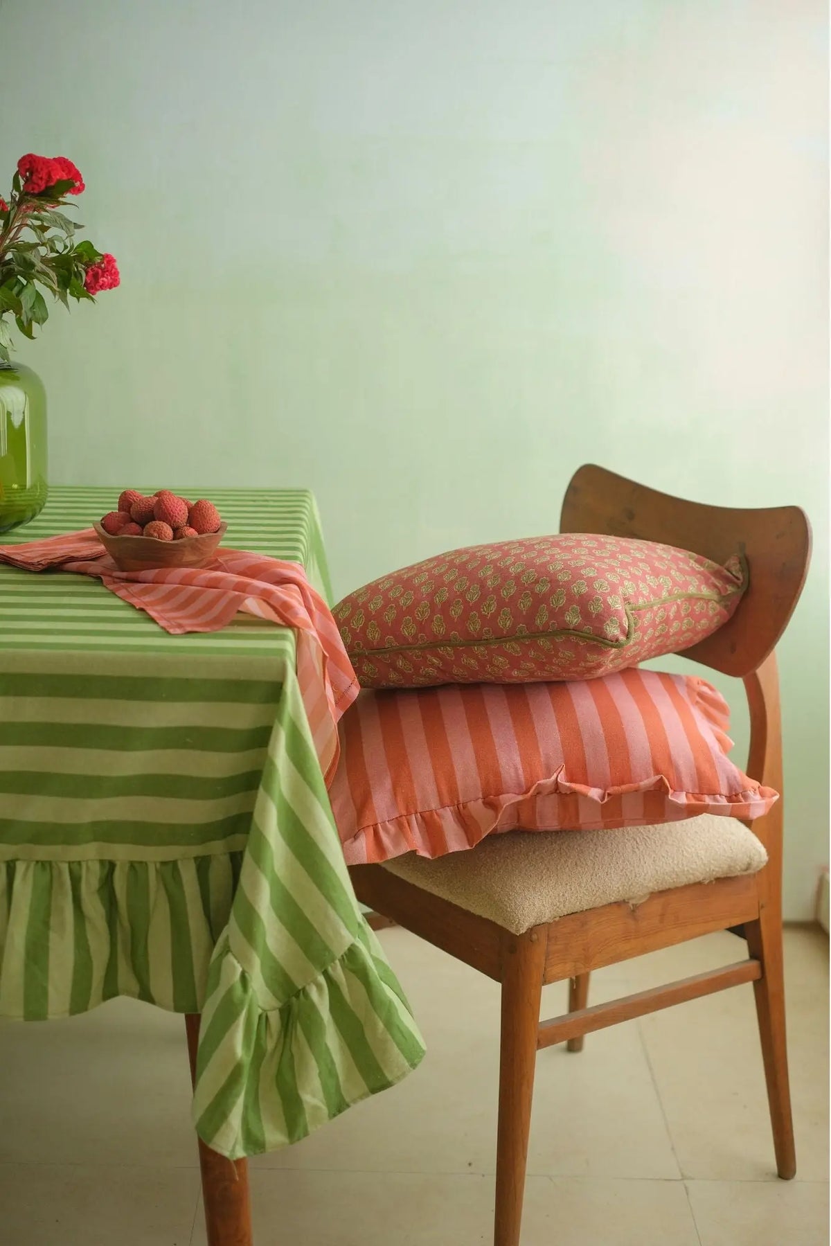 Linea Ruffle Dusty Rose Cotton Cushion Cover SanctuaryLiving