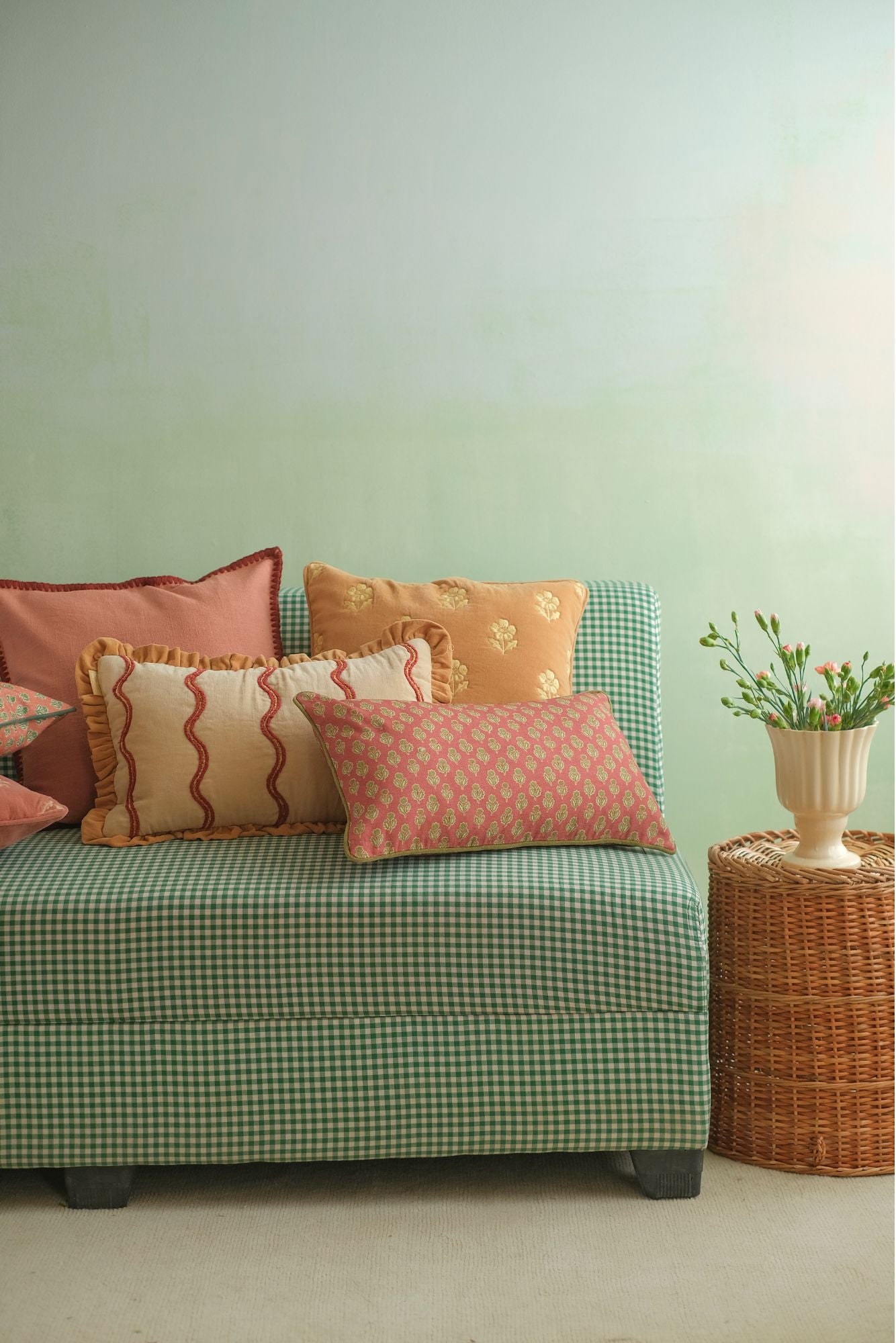 Lucia Amber Embroidered Velvet Cushion Cover