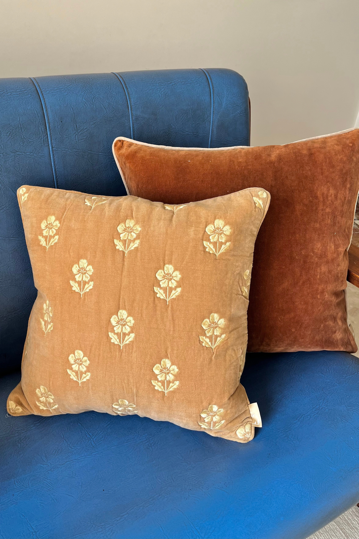 Lucia Amber Embroidered Velvet Cushion Cover