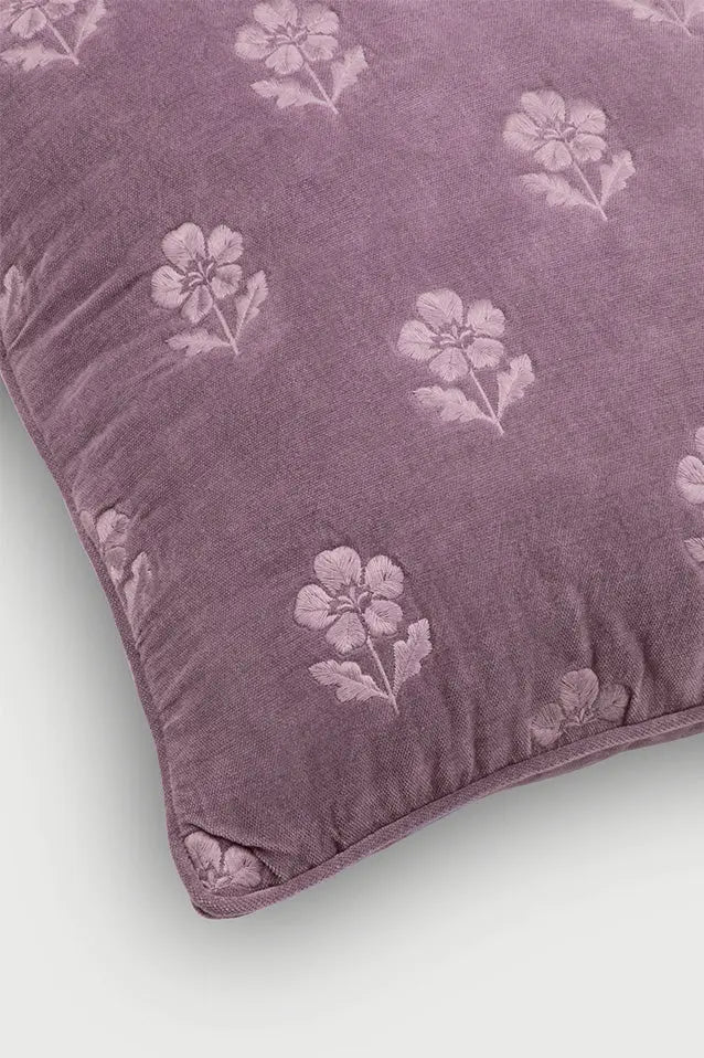Lucia Lavender Embroidered Velvet Cushion Cover SanctuaryLiving